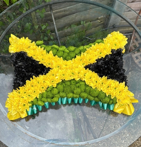 Funeral flowers flag of chosen country, made by florist in Hayes, Bromley, Kent