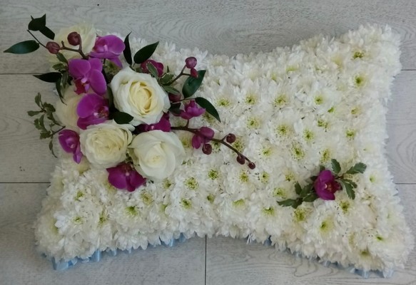 funeral pillow chrysanthemum based by local florist in Bromley, West Wickham, Beckenham, Croydon