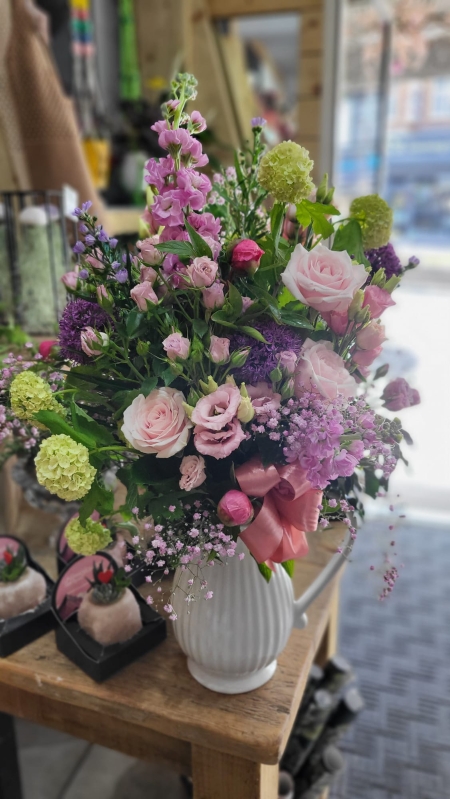 Ceramic Jug flowers arrangement by Blooms and Candy florist from Hayes in Bromley 