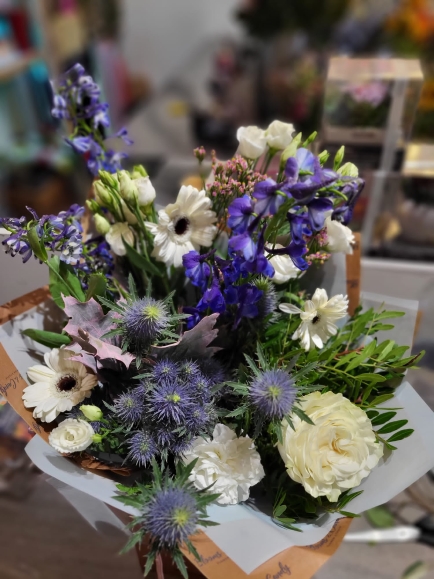 Baby boy florist choice flowers for same day delivery in Bromley, Kent by Blooms and Candy Flower Studio 