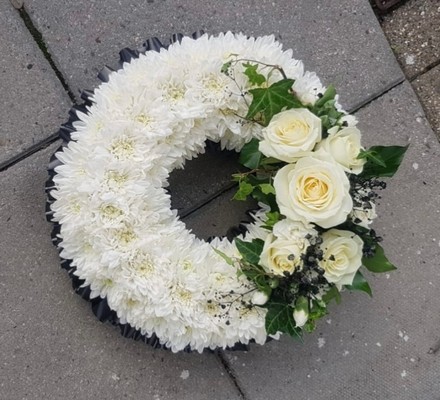 Funeral wreath made by florist in Bromley, Hayes, Kent, UK