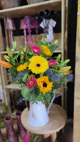 Flowers Jug to include bright flowers perfect gift for a mum