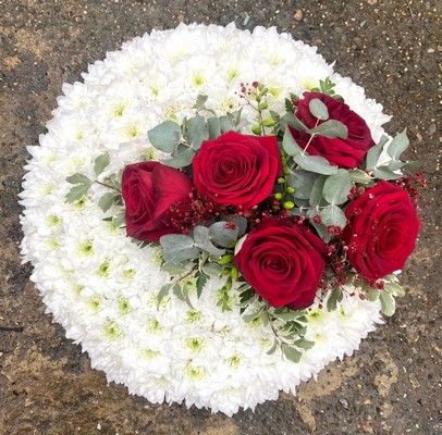 Chrysanthemum Massed Red Rose Posy Pad