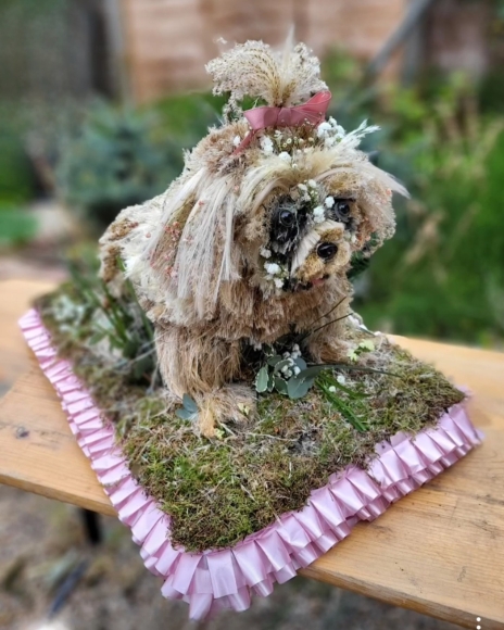 funeral flowers 3D dog tribute by Blooms and Candy Florist