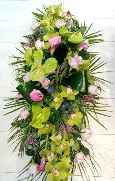 Pink & Green Elegant Coffin Spray