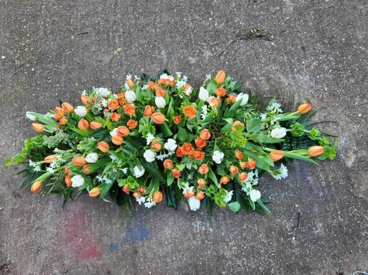 Irish themed coffin funeral flowers made by florist in Hayes, Bromley, Kent for free local delivery in BR CR SE25 TN16 SE6 SE9 SE12 post codes