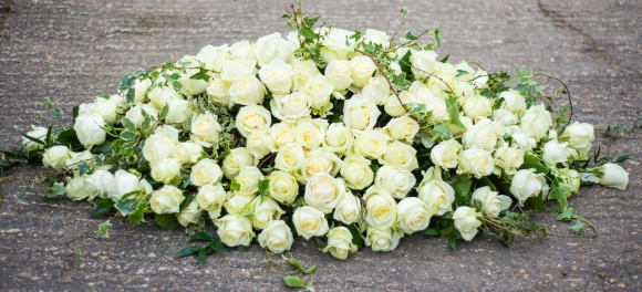 Luxury White Rose Coffin Spray