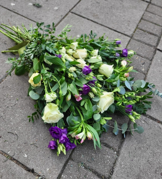 Florist Choice of white and purple flowers, no Lily by Blooms and Candy Florist