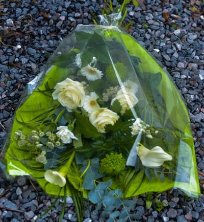 White Flowers in Cellophane