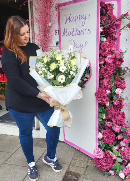 All natural and white flowers wrap perfect for Mother's Day