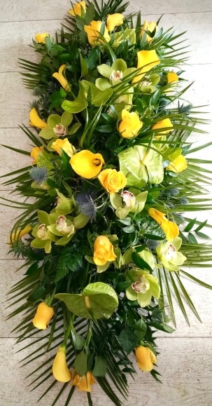 Yellow & Green Elegant Coffin Spray