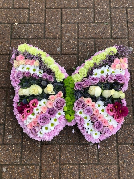 butterfly funeral tribute made by local florist in Hayes, Bromley, Kent, South London, UK