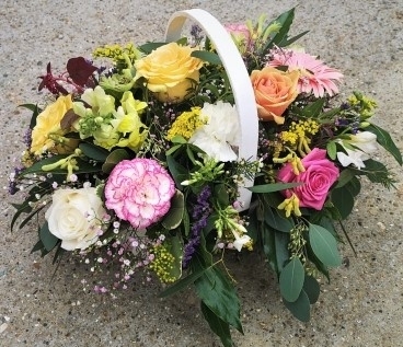 Mixed Flowers Funeral Basket