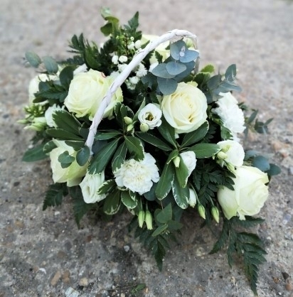 White Funeral Basket