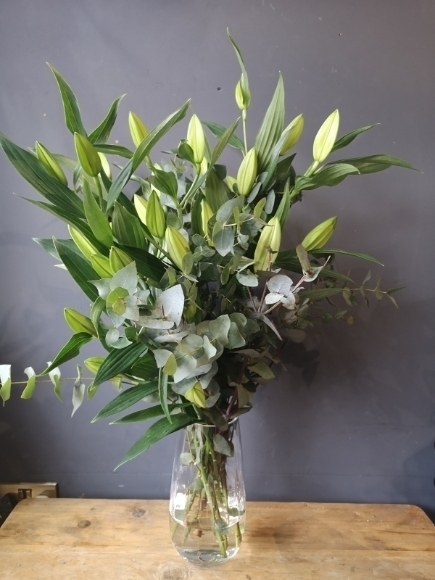 white lilies vase made by local florist in Bromley, Kent for same day delivery in BR Cr