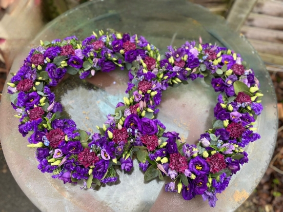 Yellow double funeral heart by Blooms and Candy