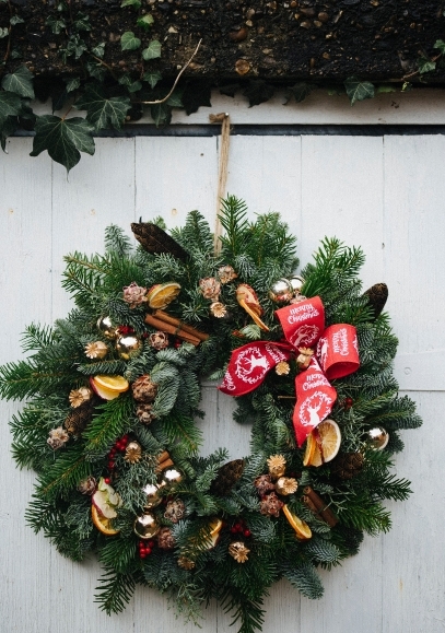 natural christmas door wreath Maria