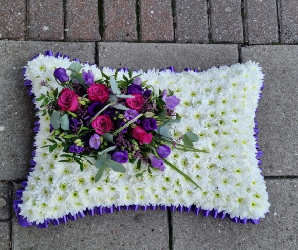 funeral pillow chrysanthemum based by local florist in Bromley, West Wickham, Beckenham, Croydon