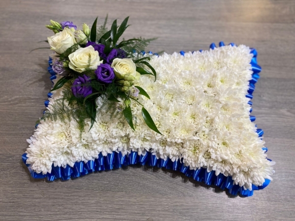 funeral pillow chrysanthemum based by local florist in Bromley, West Wickham, Beckenham, Croydon