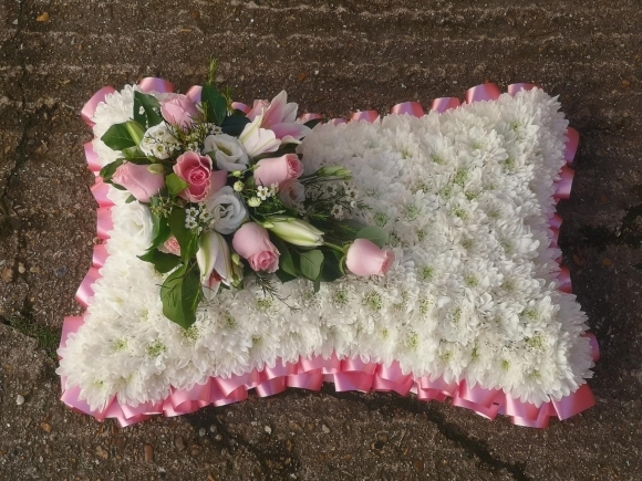 funeral pillow chrysanthemum based by local florist in Bromley, West Wickham, Beckenham, Croydon