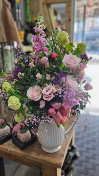 Ceramic Jug flowers arrangement by Blooms and Candy florist from Hayes in Bromley 