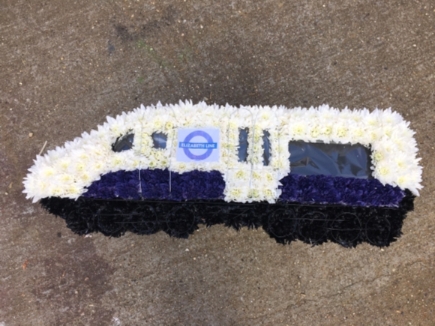 2D train tribute funeral flowers by Blooms and Candy florist