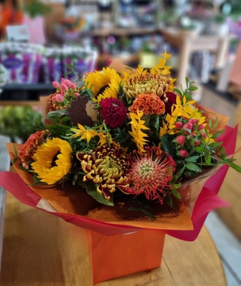 Best of Autumnal flowers bouquet by Blooms and Candy florist.frpm Hayes in Bromley delivering to all BR and CR postcodes codes plus TN16 SE6 SE3 SE25 
