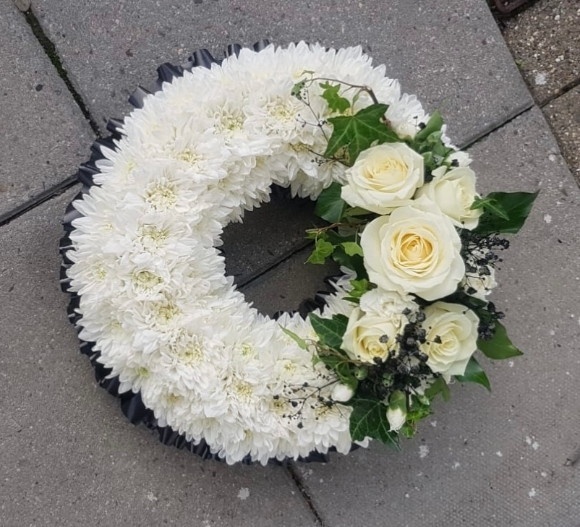 Funeral wreath made by florist in Bromley, Hayes, Kent, UK
