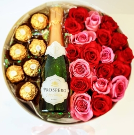 amazing flower gift with prosecco perfect gift by florist in Hayes, Bromley, Kent