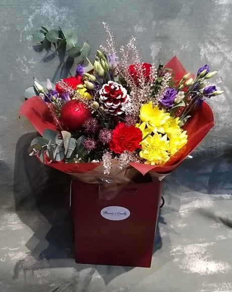 Christmas gift bouquet made by independent retail florist in Bromley, Kent, UK