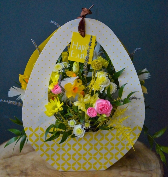 lovely egg flowers arrangement for Easter arranged by florist in Hayes, Beckenham, Bromley, West Wickham, Shirley, Cony Hall, Keston for same day local delivery in BR