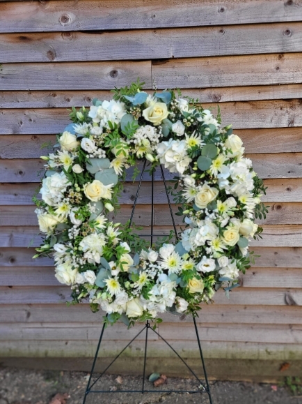 florist choice standing wreath suitable for a chapel, church service in Bromley, Croydon, Beckenham