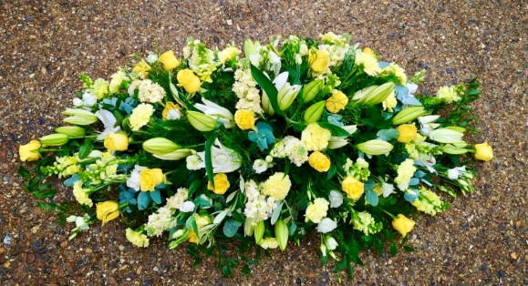 Luxury Yellow & White Coffin Spray