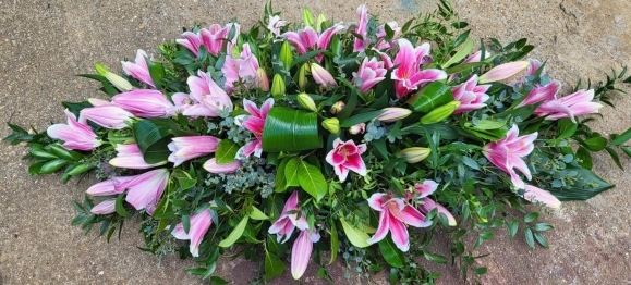 Pink Lily Coffin Spray