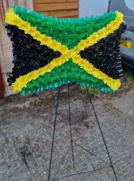Jamaican flag standing tribute, funeral flowers Bromley