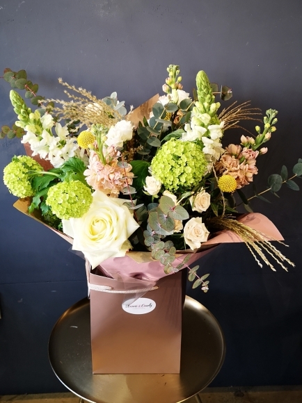 Nude natural colour of bouquet handmade by florist in Hayes, Bromley, Kent available for same day delivery in BR